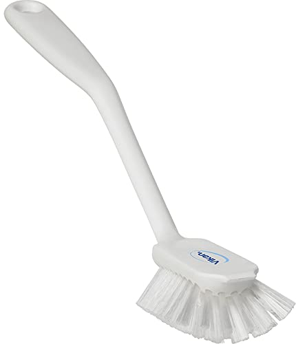 Vikan 42375 Dish Brush with Scraping Edge, White, Medium, 280mm Length, 60mm Width, 55mm Height