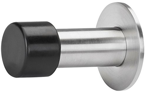 Gedotec Türpuffer Edelstahl Wand-Türstopper Gummi-Puffer rund für Türgriffe & Zimmertür - FOKUS | Türanschlag-Puffer mit Tiefe: 60 mm | Gummi 22 mm | 1 Stück - Stopper silber mit Befestigungsmaterial