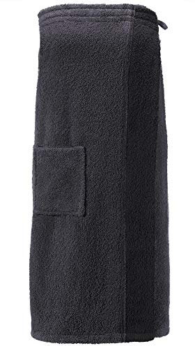 CelinaTex Funlike Kilt lang S/M anthrazit schwarz Baumwolle Saunakilt Frottee Sarong Saunatuch Saunasarong