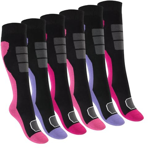 Footstar Lot de 6 paires de chaussettes hautes colorées pour enfant avec effet thermique