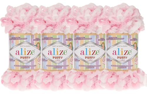 Alize Puffy Color Babydeckengarn, 400 g, 100 % Mikropolyester, weiches Garn, Handstrickgarn (5863)