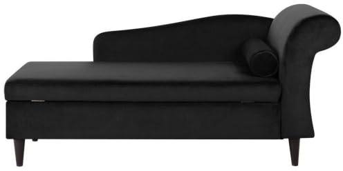 Moderne Chaiselongue mit angenehmer Polsterung aus Samtstoff in Schwarz Luiro