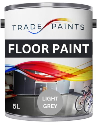Heavy Duty Quick Dry Floor Paint - Garage, Workshop, Warehouse, Industrial Floor Paint - Ideal For Concrete, Stone, Brick, Wood & Metal (Light Grey BS00A05, 5 l Pack of 1)