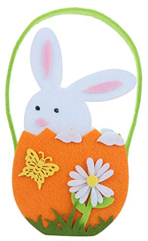 Coversolate Ostern Deko Taschen Mit Tragegriff, Hase Form Ostertaschen Osternest Filz Leer Osterkorb aus Stoff (G)