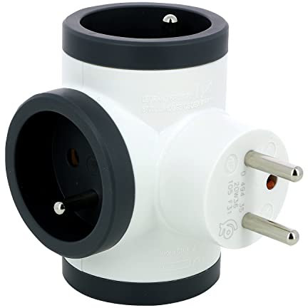 LEGRAND - Fiche Multiprise Triplite - 3 Prises Latérales en T avec Terre - Sécurité Enfant Intégrée - Blanc et Gris Foncé