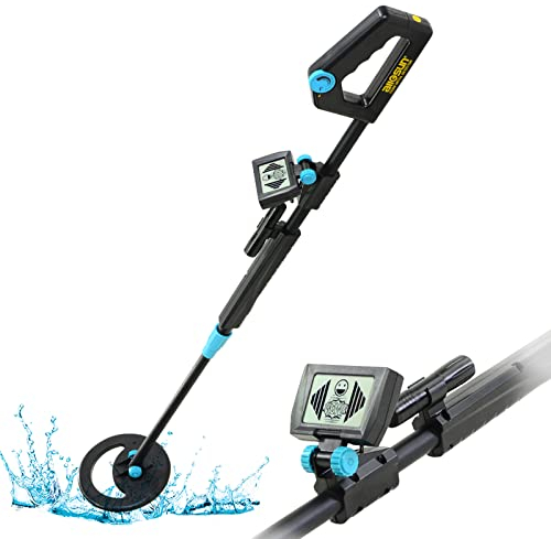 allsun Waterproof Metal Detector Height Adjustable 29.5-40 LCD Display Flashlight Adults Junior Beginners Black