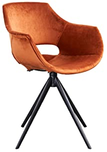 KAWOLA Esszimmerstuhl drehbar ZAJA Moderner Stuhl mit Armlehne, Cognac, Polsterstuhl für Esszimmer, 360 Grad Drehfunktion