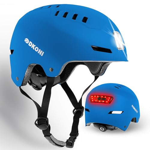 DKONI Fahrradhelm für Erwachsene, USB-aufladbare Vor- und Rücklichter | Fahrrad, Helm