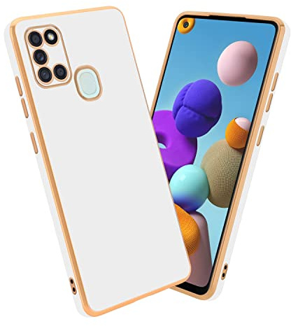 Cadorabo Hülle kompatibel mit Samsung Galaxy A21s Schutzhülle TPU Silikon Case Liquid Design mit Kameraschutz Slim Kratzfest Weiche Gummi mit Rundumschutz Case Hülle für Galaxy A21s in Weiß