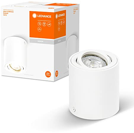 LEDVANCE Spot Surface Round Deckenaufbauspot,weiß, mit GU10 Sockel, kann mit einfacher oder smarter Lampe bestückt werden, flexibler Ausstrahlwinkel, Schutzklasse IP20, hochwertiges Gehäuse