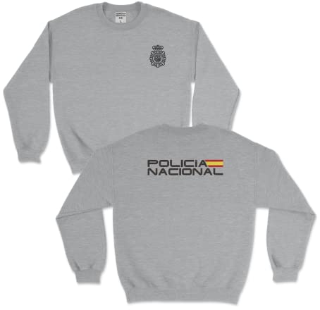 Sudadera de la Policia con el escudo nuevo. Cuerpon Nacional de Policia. Policia española. Regalo para opositor. Opositor policia. Spanish Police. UIP. UPR. GAC. Zetas Policia. (M, Gris sin capucha)