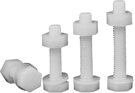 Lot de 50 boulons hexagonaux extérieurs en nylon et écrous plats M5 x 20 mm, pour boulons de bricolage, vis, pièces mécaniques, accessoires, fixations