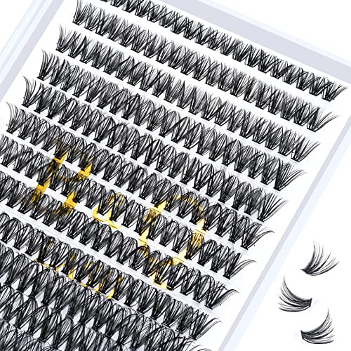 B&Qaugen 280Pcs Lash Cluster Individual False Eyelash Clusters DIY Eyelash Extensions at Home (40D-0.07D-10)