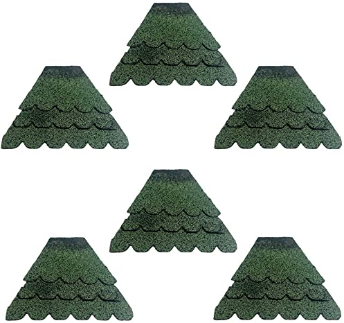 DARLUX Dachschindel Set für sechseckige Vogelhäuser, Insektenhotel, Hundehütte, Vogelvilla, Biberschwanz 2 verschiedene Größen in Blau, Schwarz, Rot und Grün (Größe XL Grün)
