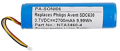 Vvsialeek - Batteria di ricambio NTA3460-4 per Avent SCD630/37, SCD630/26, SDC620, SDC620/26, SDC630, SDC625, SDC625/26, per Philips NTA3460-4, NTA3459. - 4 baby monitor. Baby talker.