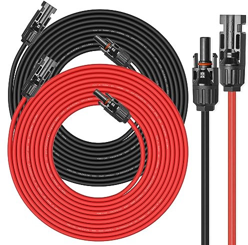 Solarkabel 6mm² 15M x 2 Solar Verlängerungskabel mit Solarstecker, Solar Verlängerung Photovoltaik Kabel für Solarpanel Balkonkraftwerk Solar Kabel(2-20M, 4mm2, 6mm2)