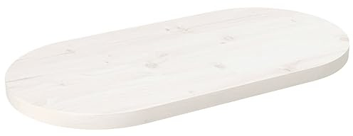 vidaXL Tischplatte Weiß 80x40x2,5 cm Massivholz Kiefer Oval