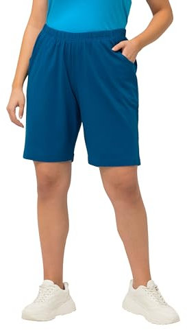 Ulla Popken Damen Jerseyshorts, Taschen, Elastikbund Hose, Mittelblau, W50 / L32