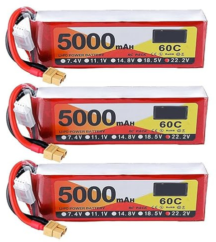3Pcs 22.2V 6S Lipo Akku 60C 5000mAh Lipos RC Akku mit XT-60 Stecker für RC Hubschrauber 1/8 1/10 RC Plane Flugzeug