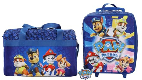 Bioworld Paw Patrol Pups & Logo 3-Piece Youth Duffle Bag Travel Set With Pilot Case & Luggage Tag