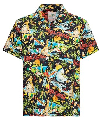 King Kerosin Herren Hawaii Hemd Hawaiian Shirt Aloha Shirt Lago Di Garda Gardasee Benaco Lake Garda Vintage Retro 50s Rockabilly Italien Lago Di Garda