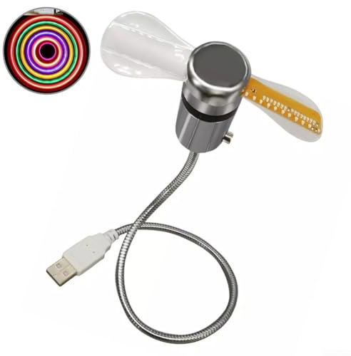 Zoegneer Ventilador LED USB de reloj real, colorido LED intermitente, ventilador creativo en forma de serpiente, ventilador de temperatura USB para el hogar y la oficina (colorido)