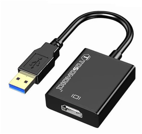 Tosomoki - USB 3.0 to HDMI Adapter, USB 3.0 to HDMI Male to Female Adapter for Windows 11, Windows 10, External Video & Graphics Card (Not for Mac)