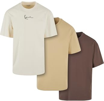 Karl Kani Herren KM223-101-5 KK 3 Pack Essential Tee Light Sand/Sand/Dark Brown