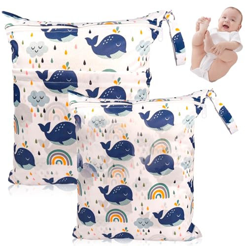 EclipseGuard 2 Stück Nasstasche Kindergarten, Wetbag Kindergarten Nasstasche Windeltaschen Schwimmsachen Nassbeutel Nasse und Trocken Wickeltasche