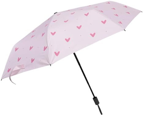 Yardenfun Paraguas De Corazón Rosa Protección Uv y Lluvia Paraguas Práctico y Ligero Para Viajes y Uso Diario