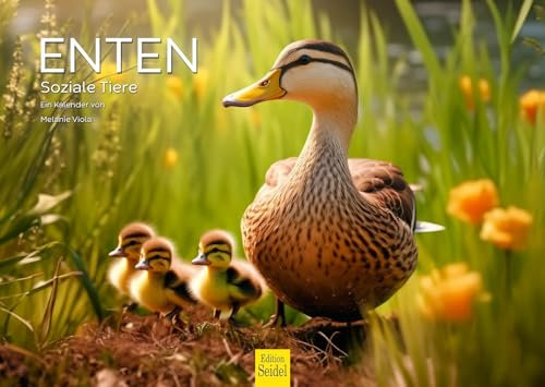 Edition Seidel Premium Kalender Enten soziale Tiere 2025 Format DIN A3 Wandkalender Vogelkalender Vogel Wasservogel Erpel Küken Entenfamilie heimische Vögel Melanie Viola