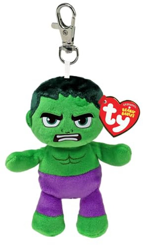 Ty Clips – Kollektion Marvel – Schlüsselring aus Plüsch, Hulk, alle Ihre Lieblingshelden zum Mitnehmen, Geschenkidee für Groß und Klein – 10 cm – T34006