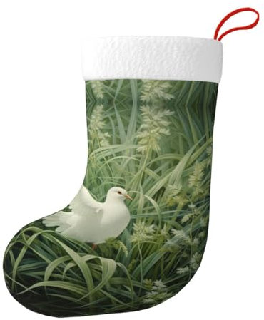 WCXTHGFA Weihnachtssocken mit Gras- und Taubenmuster, einzigartige und stilvolle dekorative Socken für fröhliche Jahreszeiten, Schwarz , Einheitsgröße