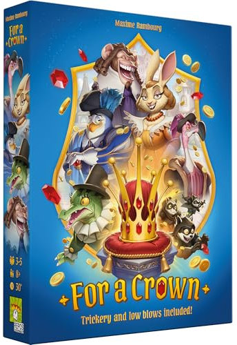for A Crown Brettspiel – Strategiespiel der Täuschung, Trickery und königlichen Ehrgeiz, lustiges Familienspiel für Kinder und Erwachsene, ab 8 Jahren, 3–5 Spieler, 30 Minuten Spielzeit, hergestellt