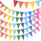 G2PLUS Bunt Wimpelkette Outdoor Wetterfest, 20M Indoor Party Wimpel Girlanden, Wimpelketten Garten mit 60 STK Wimpel, 5 Stück Jute Wimpelketten für Garten, Geburtstag, Kinderzimmer