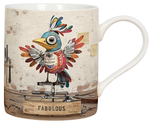 Lesser & PAVEY Bug Art Scrap Bird Mug for Home & Kitchen | Stylish Ceramic Mugs for Tea & Coffee | Lovely Cup Set for Mens Gifts & Birthday Gifts for Women