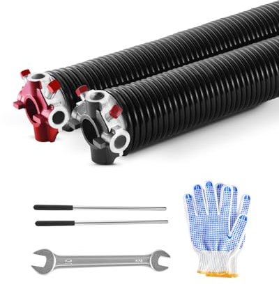 VEVOR Molle di Torsione per Porte da Garage, Coppia di Φ5,94 x Φ50,8 x 787 mm, 16000 Cicli, Rivestimento Elettroforetico Nero per SostituI, con Barre di Avvolgimento, Guanti e Chiave di Montaggio