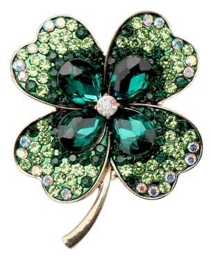 APOMOONS Broche femme, Broche trefle a 4 feuilles, Broches pour vêtements avec boîte cadeau, Broche élégante fleur à épingler femme cristal, Broche strass pour costumes sacs chapeaux fêtes mariages