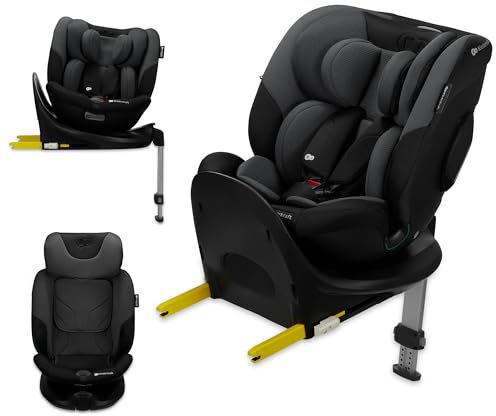 Kinderkraft I-FIX i-Size, 5-in-1 Kindersitz, 40-150 cm, für Kinder von Geburt bis 12 Jahre, H-GUARD+, Neueste Sicherheitsstandards, EPP-Schaum, Passt immer zum Kind, EASY SPIN 360°, Schwarz