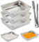 peiyee Panierschalen Set 3-Teilig mit Clip, Stapelbar Panierstrasse Edelstahl Schale Rechteckig 25 x 20 x 5 cm, Panier Set Gastro für Lagerung von Lebensmitteln