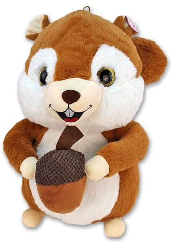 BEMIRO Eichhörnchen Kuscheltier – 50 cm – Mit Plüsch-Nuss & Schlaufe – Kuschelig weich mit glitzernden Kunststoffaugen (Braun)