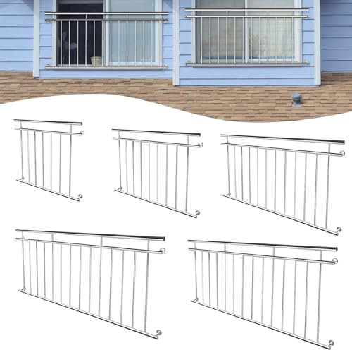 YRHome 100x90cm Französischer Balkon Edelstahl Geländer Balkongeländer Terrassengeländer Pflegeleicht Füllstäbe Stabgeländer Balkongitter Balkonbrüstung Fensterschutz