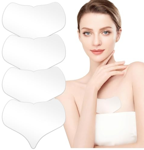 Xyvor 4 Stück Antifalten Dekolleté Pads, Silikonpads Gegen Brustfalten | Anti Falten Brustpolster, Dekollete Anti Falten Pads, für Frauen und Mädchen, Transparente Brustpads zur Hautpflege