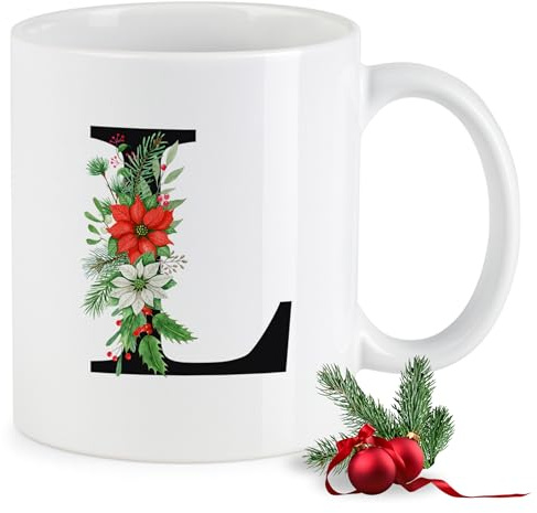 GRAZDesign Tasse mit Buchstabe L Weihnachtstasse Kaffeebecher, Mug, Becher, Kaffeetasse, Beidseitiger Druck