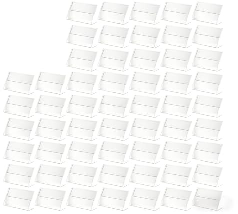ASOUUNLD 50 PCS Porte Étiquette en Acrylique Transparent, Affichage du Signe Porte-cartes Support d'Affichage de Prix Acrylique Signe Nom Porte Cartes pour Etagères Magasin Boulangerie Supermarché