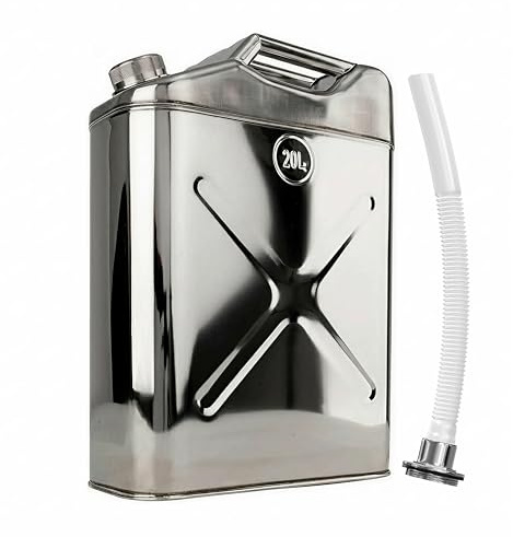 SAFECASTLE 304 Stainless Steel Square 20L Can – Heavy-Duty Food-Grade Stainless Steel Water & Oil Storage Container (6.5 W x 18.1 H) for Camping, Kitchens, Restaurants & Emergency Preparedness