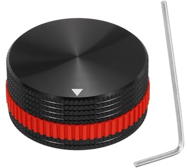 QUARKZMAN 6mm Rundes Loch Gitarrenknöpfe Aluminiumlegierung, 6.0mm x 40.0mm x 18.0mm Audio-Knopf Drehknopf Metall Potentiometer Knöpfe mit Schraubenschlüssel und Gummirings, Schwarz+Rot