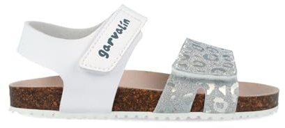 Garvalín Bio Sandalen mit weißem Leopardenmuster für Kinder, Weiß C050, 27 EU