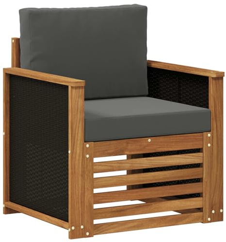 vidaXL Outdoor Mittelsofa Natur, Moderne Outdoor-Couch, modulare Möbel, wetterfestes Gartenlounge, Bequeme Terrassen-Sitzgruppe