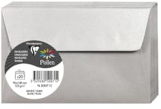 Clairefontaine 50071C - Packung mit 20 Umschläge Pollen, selbstklebend 9x14 cm 120g, Silber